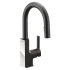 Moen STo 1.5 GPM Single Hole Pull Down Bar Faucet with Reflex, Spot Resist Finish, Duralock, and Duralast Matte Black / Chrome