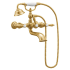 Moen Weymouth Floor Mounted Clawfoot Tub Filler with Built-In Diverter, Lever Handles, and Hand Shower - Risers and Rough-In Sold Separately Brushed Gold