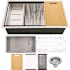 MSI 33" Undermount Single Basin Stainless Steel Kitchen Sink with Basket Strainer, Colander and Cutting Board Stainless Steel