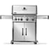 Napoleon Rogue 48,000 BTU 57 Inch Wide Liquid Propane Free Standing Grill with Range Side Burner and Wave Shaped Grates Stainless Steel