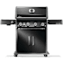 Napoleon Rogue PRO 62,000 BTU 61 Inch Wide Natural Gas Free Standing Grill with Infrared Side Burner and Wave Shaped Grates Black