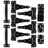 National Hardware Shed Door Mounting Kit with (6) T-Hinges, (2) Barrel Bolts, (2) Pulls, and Swivel Safety Hasp Black