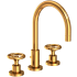 Newport Brass Slater 1.2 GPM Widespread Bathroom Faucet with Pop-Up Drain Assembly and Wheel Handles Aged Brass