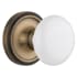 Nostalgic Warehouse Vintage White Porcelain Single Dummy Door Knob with Solid Brass Classic Rose Plate Antique Brass