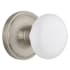 Nostalgic Warehouse Vintage White Porcelain Privacy Door Knob Set with Solid Brass Classic Rose Plate and 2-3/8" Backset Satin Nickel