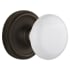 Nostalgic Warehouse Vintage White Porcelain Dummy Door Knob Set with Solid Brass Classic Rose Plate Oil-Rubbed Bronze