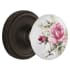 Nostalgic Warehouse Vintage Porcelain Painted Rose Privacy Door Knob Set with Solid Brass Classic Rose Plate and 2-3/8" Backset Oil-Rubbed Bronze