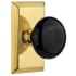 Nostalgic Warehouse Black Porcelain Solid Brass Dummy Door Knob Set with Studio Rose Polished Brass