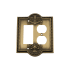 Nostalgic Warehouse Meadows Victorian Vintage 2 Gang Combination Wall Plate - 1 Single Rocker and 1 Duplex Outlet GFI Wall Cover Antique Brass
