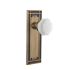 Nostalgic Warehouse Mission Solid Brass Rose Dummy Door Knob Set with White Milk Glass Waldorf Knob Antique Brass