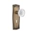 Nostalgic Warehouse Vintage Crystal Meadows Vintage Skeleton Key Retrofit Door Knob Set with Prairie Rose Antique Brass