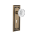 Nostalgic Warehouse Vintage Crystal Meadows Passage Door Knob Set with Mission Rose, 2-3/4" Backset and Decorative Keyhole Antique Brass
