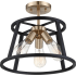 Nuvo Lighting Chassis 3 Light 14" Wide Semi-Flush Ceiling Fixture Copper Brushed Brass / Matte Black