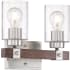 Nuvo Lighting Arabel 2 Light 12" Wide Bathroom Vanity Light Brushed Nickel / Nutmeg Wood