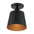 Nuvo Lighting Motif 7" Wide Semi-Flush Ceiling Fixture Black / Gold Accents