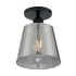 Nuvo Lighting Motif 7" Wide Semi-Flush Ceiling Fixture with Smoked Glass Shade Black / Smoked Glass