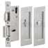 Omnia Solid Brass Modern Privacy Flush Cup Pocket Door Lock with Turnpiece Thumbturn and Emergency Release Satin Chrome