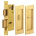 Omnia Modern Privacy Flush Cup Pocket Door Lock with Turnpiece and Emergency Release Lacquered Satin Brass