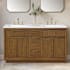 Ove Decors Xander 60" Free Standing Double Basin Vanity Set with Cabinet and Engineered Stone Vanity Top Warm Walnut