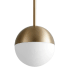 Oxygen Lighting Mondo 6" Wide LED Mini Pendant with Frosted Glass Shade Aged Brass