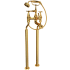 Perrin and Rowe Deco Floor Mounted Clawfoot Tub Filler with Built-In Diverter - Includes Hand Shower English Gold