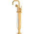 Perrin and Rowe Armstrong Floor Mounted Tub Filler with Built-In Diverter - Includes Hand Shower English Gold