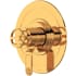Perrin and Rowe Armstrong Two Independent and One Shared Function Thermostatic Valve Trim Only with Single Wheel Handle and Integrated Diverter - Less Rough In English Gold