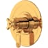Perrin and Rowe Armstrong Two Independent and One Shared Function Thermostatic Valve Trim Only with Single Cross Handle and Integrated Diverter - Less Rough In English Gold