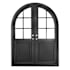 Pinkys Iron Doors Getty Thermally Broken Double Full Arch 70" x 92" Left Hand Inswing Door with Low-E Glass, Black Hinges and 6"Jamb Black
