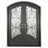 Pinkys Iron Doors Beverly Thermally Broken Double Arch 72" x 96" Left Hand Inswing Door with Low-E Glass, Black Hinges and 6"Jamb Black