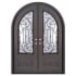 Pinkys Iron Doors Golden Gate Thermally Broken Double Full Arch 72" x 94" Right Hand Outswing Door with Low-E Glass, Black Hinges and 6"Jamb Black