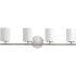 Progress Lighting Replay 4 Light 31" Wide Bathroom Vanity Light with Etched Glass Shades Brushed Nickel