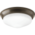 Progress Lighting LED Flush Mount Light 11" Wide Integrated LED Flush Mount Ceiling Fixture with Etched Glass Shade Antique Bronze