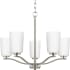 Progress Lighting Adley 5 Light 23" Wide Chandelier with Etched Opal Glass Shades Brushed Nickel