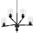 Prominence Home Lantier 5 Light 26" Wide Chandelier with Clear Glass Shades Matte Black / Clear
