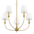 Prominence Home Billet 5 Light 26" Wide Chandelier with Cotton Shades Brushed Gold
