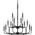 Quoizel Abner 18 Light 32" Wide Taper Candle Style Chandelier Matte Black