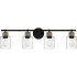 Quoizel Baltic 4 Light 34" Wide Vanity Light with Water Glass Shades with Water Glass Shades Matte Black