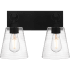 Quoizel Dacosta 2 Light 15" Wide Bathroom Vanity Light with Ribbed Glass Shades Earth Black