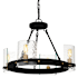 Quoizel Gloucester 4 Light 20" Wide Ring Chandelier with Hammered Glass Shades Matte Black