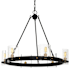 Quoizel Gloucester 6 Light 28" Wide Ring Chandelier with Hammered Glass Shades Matte Black