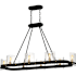 Quoizel Gloucester 8 Light 42" Wide Linear Chandelier with Hammered Glass Shades Matte Black