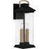 Quoizel Henderson 2 Light 19" Tall Outdoor Wall Sconce with Seedy Glass Shade Earth Black