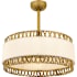 Quoizel Kate 12" 3 Blade Indoor Ceiling Fandelier with Rattan and Fabric Shade Brushed Gold