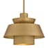 Quoizel Lumi 14" Wide Pendant with Layered Metal Shade Brushed Weathered Brass