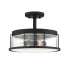 Quoizel Ludlow 3 Light 14" Wide Semi-Flush Drum Ceiling Fixture with Clear Glass Shade Earth Black