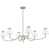 Quoizel McKinney 6 Light 44" Wide Taper Candle Linear Chandelier with Swirl Glass Shades Brushed Nickel