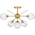 Quoizel Salvador 6 Light 24" Wide Semi-Flush Ceiling Fixture with Faceted Glass Shades Brushed Gold