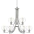 Quoizel Pruitt 9 Light 34" Wide Chandelier with Seedy Glass Shades Brushed Nickel