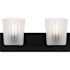 Quoizel Gray 2 Light 16" Wide Vanity Light with Ribbed Glass Shades Matte Black